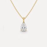 1.62 Carat Pear cut Lab Grown Diamond Necklace 14k Gold D/VS1 IGI Certified