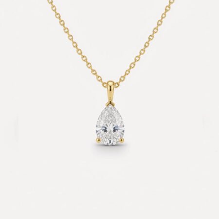 1.62 Carat Pear cut Lab Grown Diamond Necklace 14k Gold D/VS1 IGI Certified
