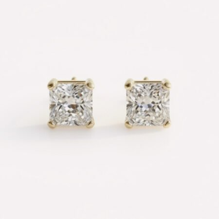 2CTW Princess Cut Diamond Stud Earrings in 14K White Gold