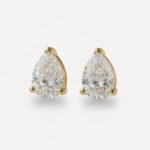 2CTW Pear Cut Diamond Stud Earrings in 14K Gold
