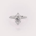 2.5 Ct IGI Certified Marquise Cut Luna Pave Setting 14K White Gold Ring