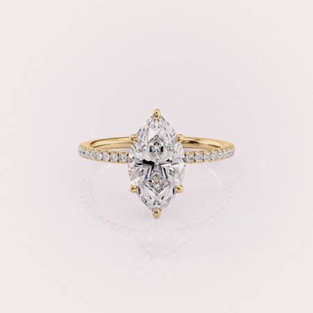 2.5 Ct IGI Certified Marquise Cut Luna Pave Setting 14K Gold Ring