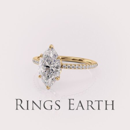 2.5 Ct IGI Certified Marquise Cut Luna Pave Setting 14K Gold Ring