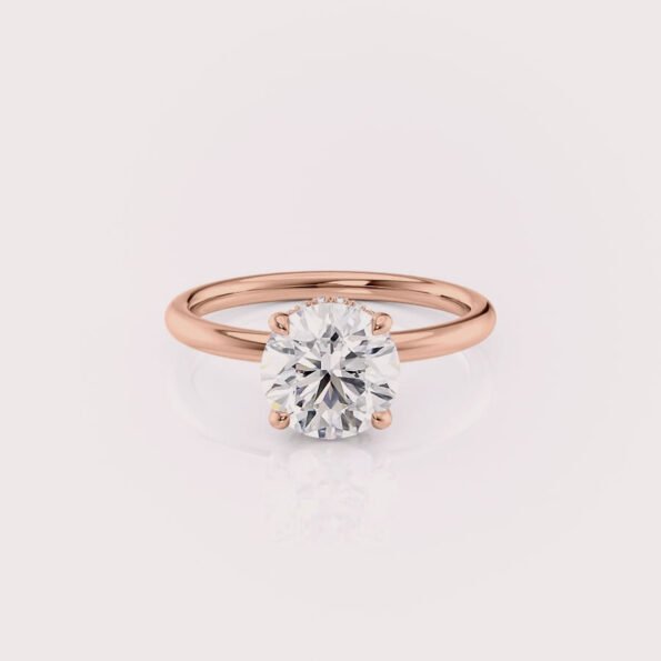 1.5ct Round Lab Diamond 14K Rose Gold Engagement Ring