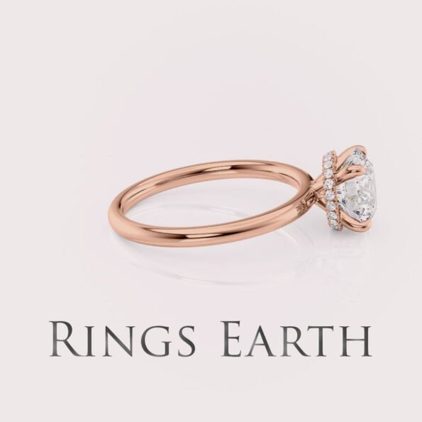 1.5ct Round Lab Diamond 14K Rose Gold Engagement Ring