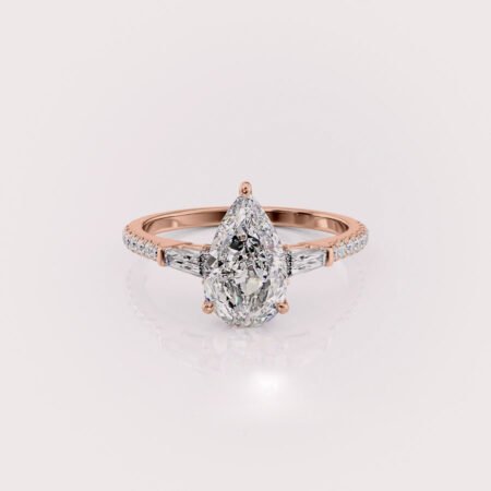 Pear cut lab diamond engagement ring