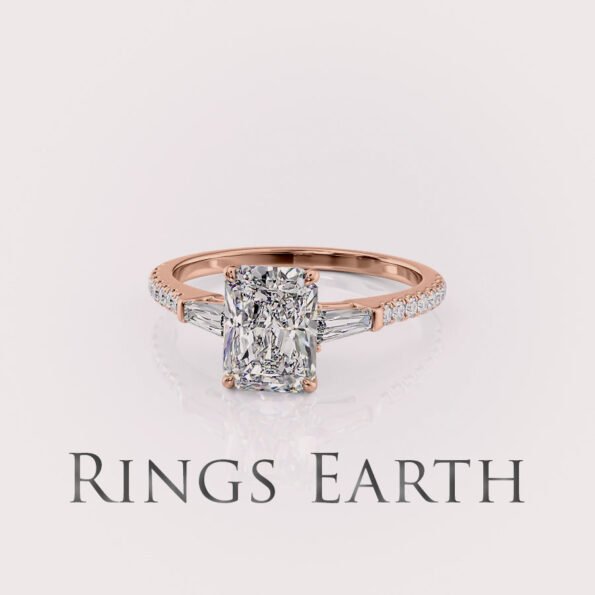 Radiant cut lab diamond engagement ring