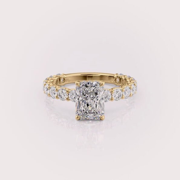 Radiant cut lab diamond engagement ring