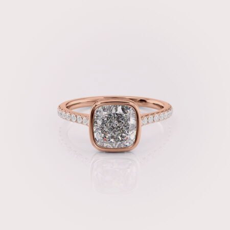 bezel cushion cut engagement ring