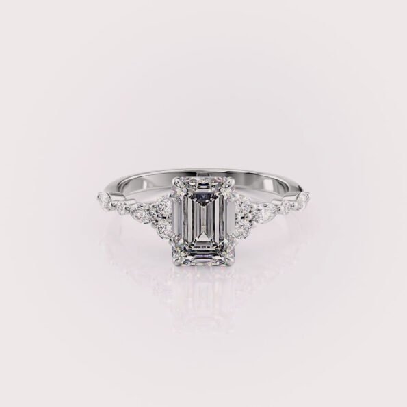 3.0ct emerald cut lab diamond engagement ring