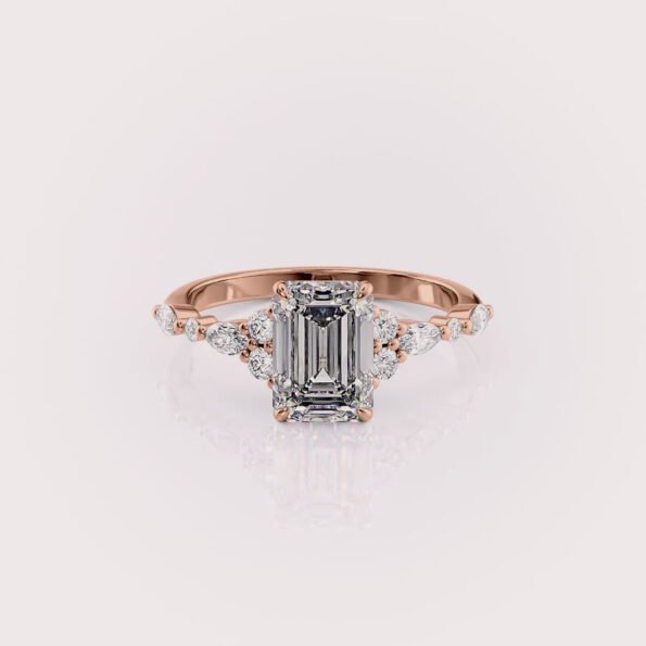 3.0ct emerald cut lab diamond engagement ring