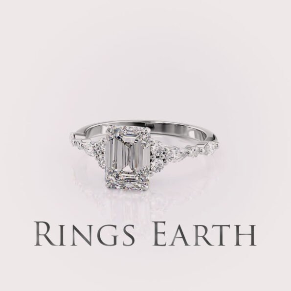 3.0ct emerald cut lab diamond engagement ring