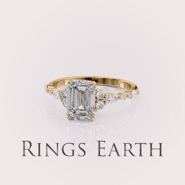 3.0ct emerald cut lab diamond engagement ring