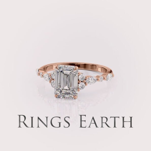 3.0ct emerald cut lab diamond engagement ring