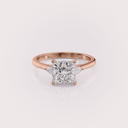 2.5ct princess cut lab diamond three-stone engagement ring