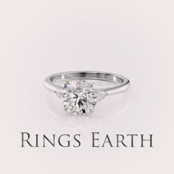 2.5ct round cut lab diamond three-stone engagement ring