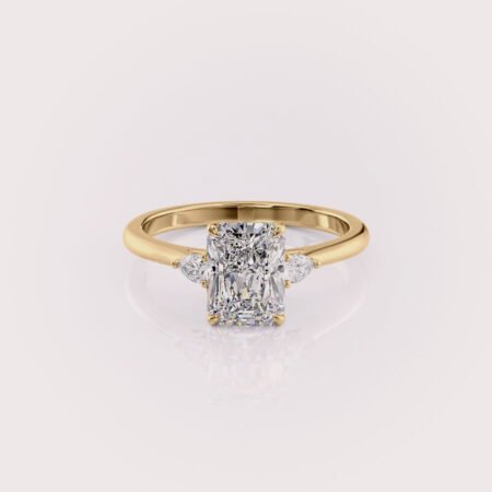 2.5ct radiant cut lab diamond three-stone engagement ring