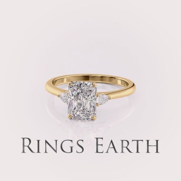 2.5ct radiant cut lab diamond three-stone engagement ring