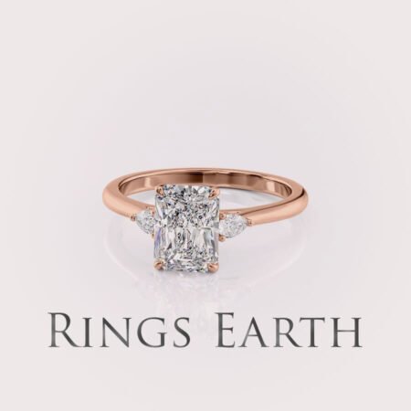 2.5ct radiant cut lab diamond three-stone engagement ring