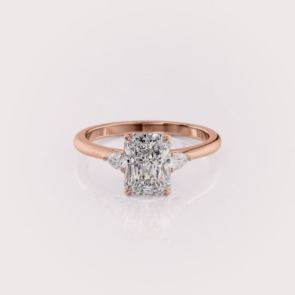 2.5ct radiant cut lab diamond three-stone engagement ring