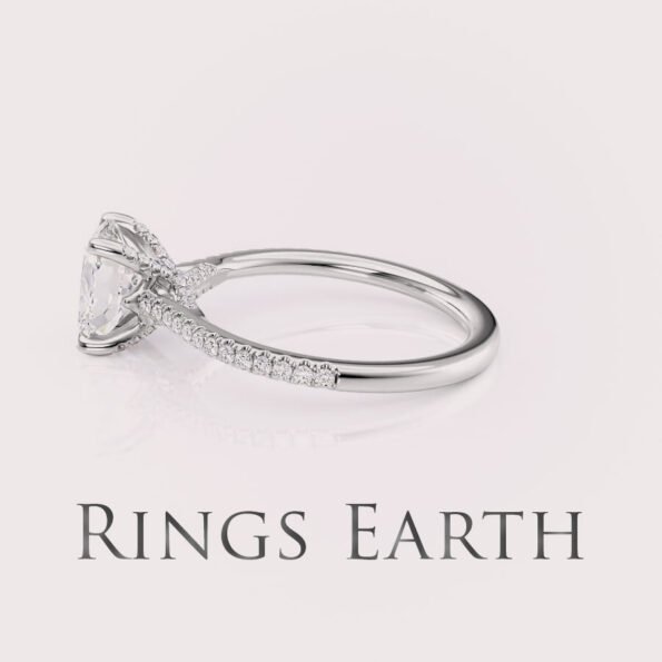 2.5 carat elongated cushion cut lab diamond engagement ring