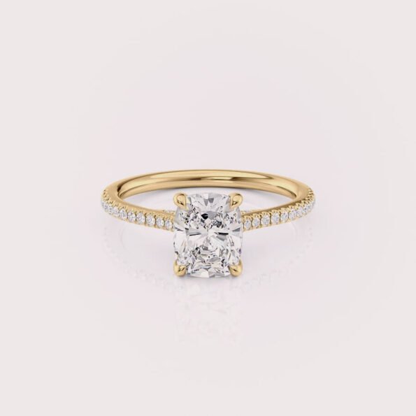 2.5 carat elongated cushion cut lab diamond engagement ring