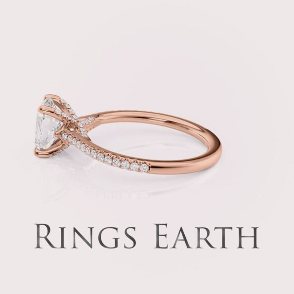 2.5 carat elongated cushion cut lab diamond engagement ring