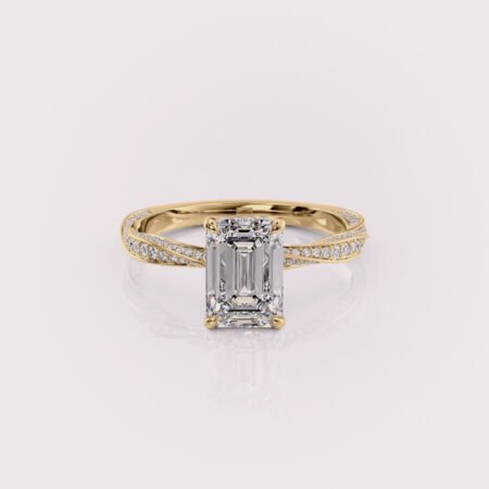 2ct Emerald Cut Hidden Halo Lab Diamond Ring