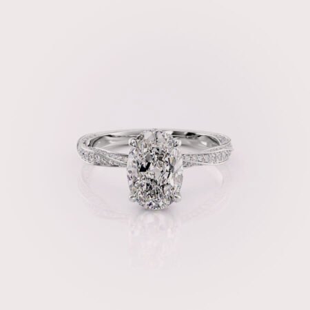 2ct Oval Hidden Halo Lab Diamond Ring