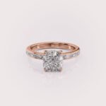 1.5ct Cushion Cut Diamond Hidden Halo Ring in 14K Rose Gold