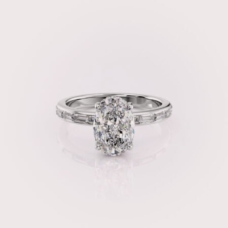 1.5ct Oval Diamond Hidden Halo Ring in 14K White Gold