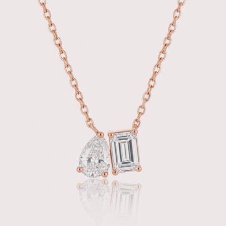 3.12CTW Toi Et Moi Necklace – 18K Rose Gold Anniversary Gift