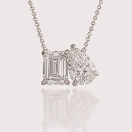 2CTW Toi Et Moi Necklace in 18K White Gold – Anniversary Gift