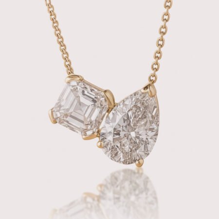 1.58CTW Toi Et Moi Lab Diamond Necklace in Gold
