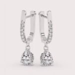 2.73tcw Pear Solitaire Hidden Halo 14K White Gold Hoops Earring set