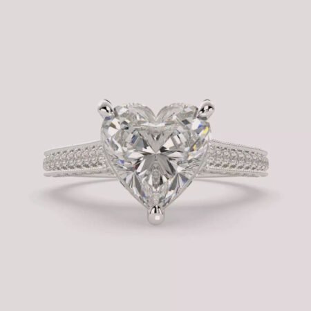 2.64 Ct Heart Cut Lab Grown Diamond Engagement Ring F/VS1 White Gold 14k