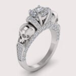 2CT Lab Diamond Gothic Skull Ring in 14K White Gold