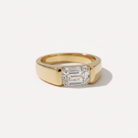 1.78 Carat Emerald cut Lab Grown Diamond Men’s Solitaire Engagement Ring 10K Gold IGI Certified
