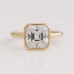 3CT Bezel Set Asscher Lab Diamond Engagement Ring in 14K Gold