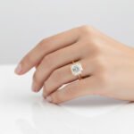 3CT Bezel Set Asscher Lab Diamond Engagement Ring in 14K Gold