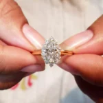 Marquise Lab Diamond Starburst Halo Ring