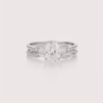 1.36CT Oval Lab Diamond Wedding Ring Set in 14K Gold