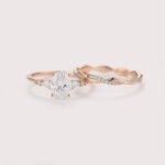 1.36CT Oval Lab Diamond Wedding Ring Set in 14K Gold