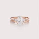 1.36CT Oval Lab Diamond Wedding Ring Set in 14K Gold