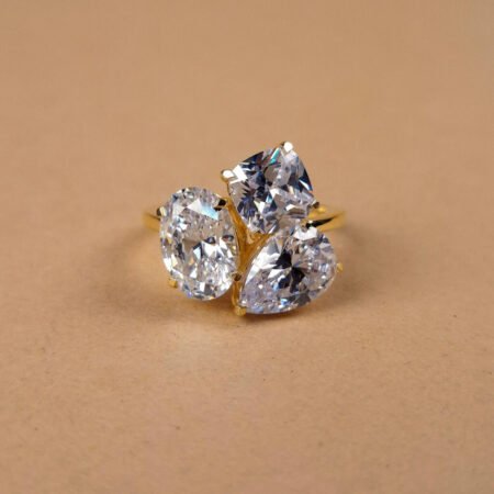 6.50 TCW Toi Et Moi Three Stone Engagement Ring in 18K Gold