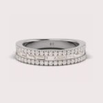 4.5 MM width Round Brilliant & Baguette Cut Diamond Half Eternity Ring 14K White Gold