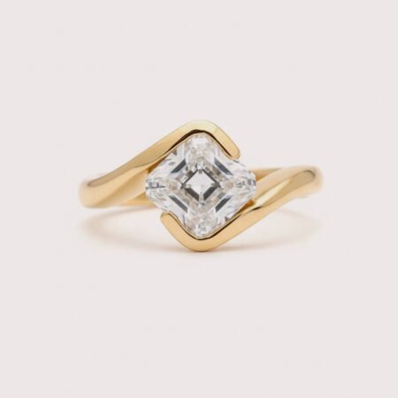 2CT Asscher Cut Lab Diamond Ring in 14K Gold