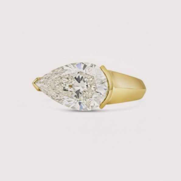 6.27CT Pear Cut Solitaire Diamond Ring in 14K Yellow Gold