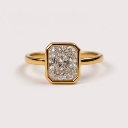 1.67ct Radiant Cut Bezel Set Solitaire Ring in 14K Gold