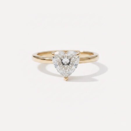 1CT IGI Certified F/VS1 Heart Cut Lab Grown Diamond Solitaire Ring in 14K Gold